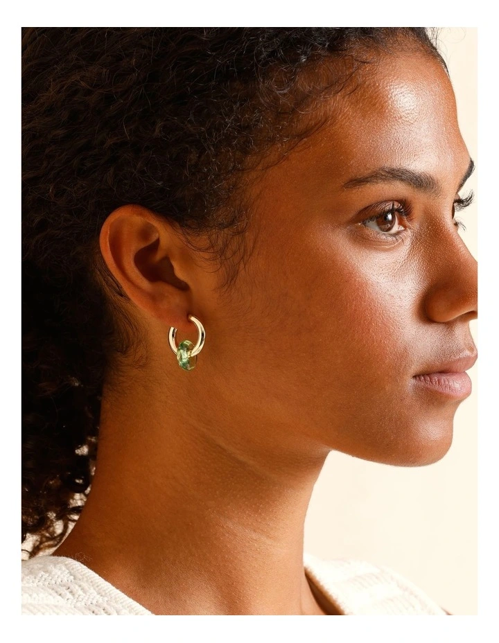 Coloured Disc Hoop Earring in Gold image 4