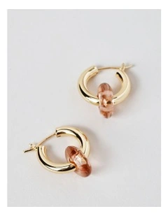 Coloured Disc Hoop Earring in Red