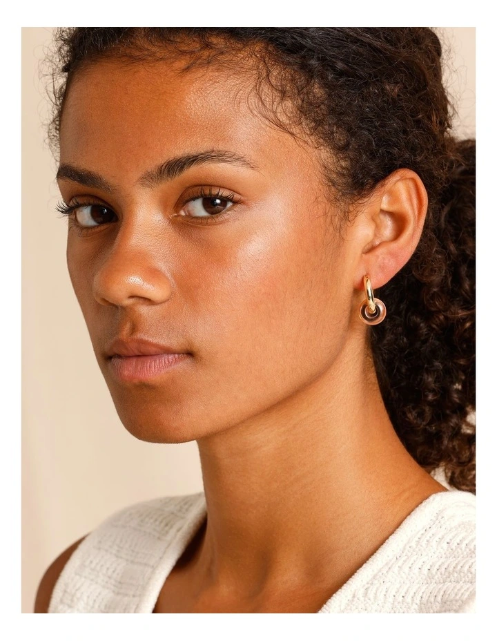 Coloured Disc Hoop Earring in Red image 2