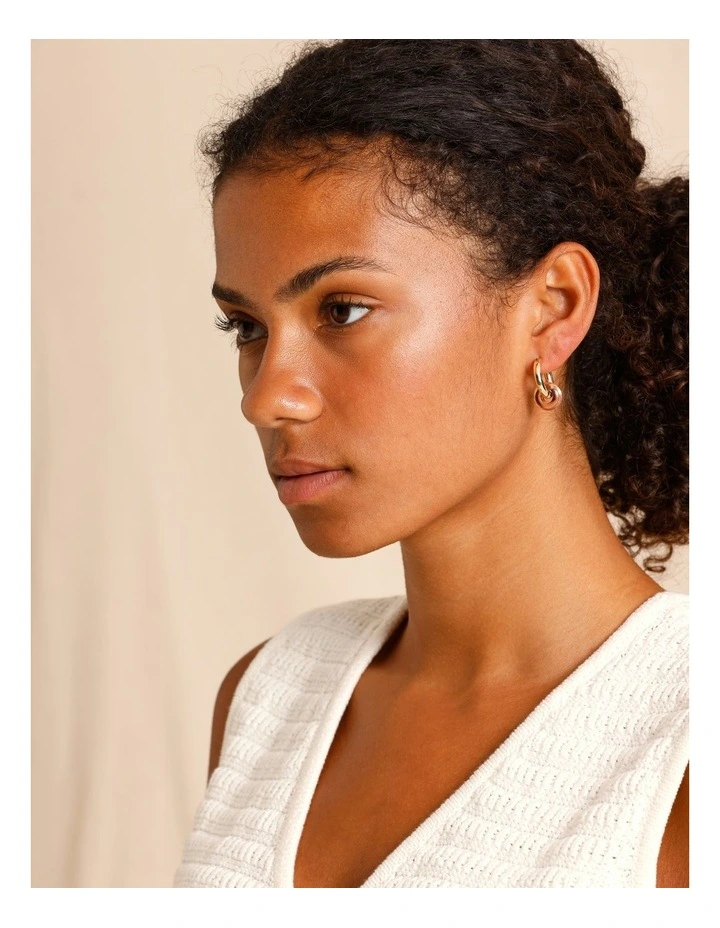 Coloured Disc Hoop Earring in Red image 4