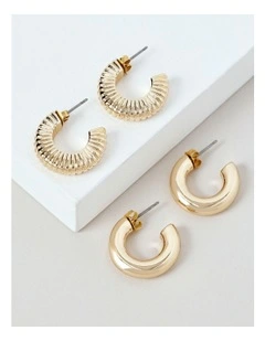 2pk Mini Hoop Earring in Gold