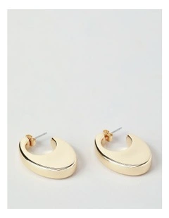 Flat Oval Hoop Earring in Gold