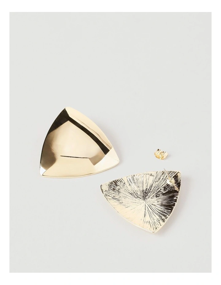 Chunky Triangle Stud Earring in Gold image 3