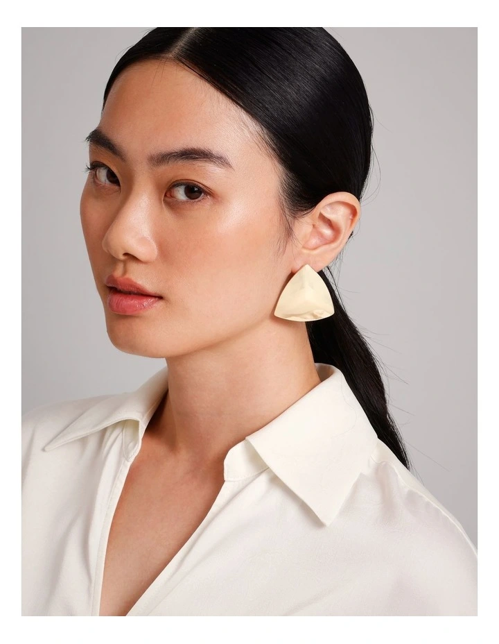 Chunky Triangle Stud Earring in Gold image 4