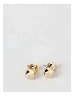 Square & Ball Earring in Gold