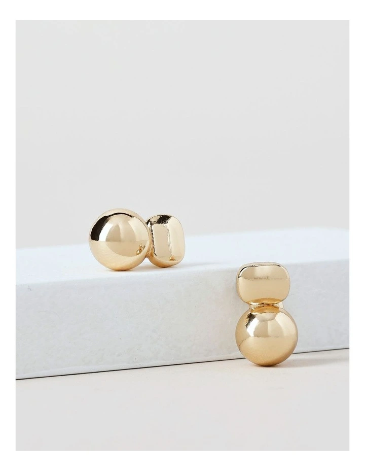Square & Ball Earring in Gold image 2