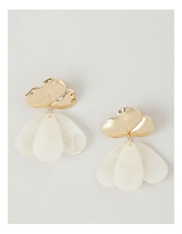 Floral Drop Earrings in Ivory