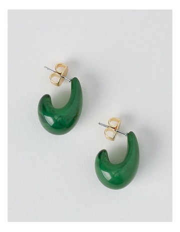 Huggie Earrings in Green