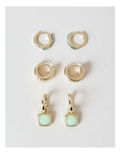 3 Pack Earrings in Green