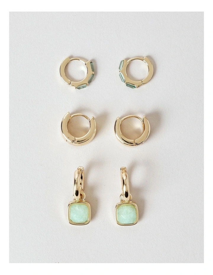 3 Pack Earrings in Green image 1