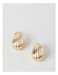 Small Etched Teardrop Earrings in Gold