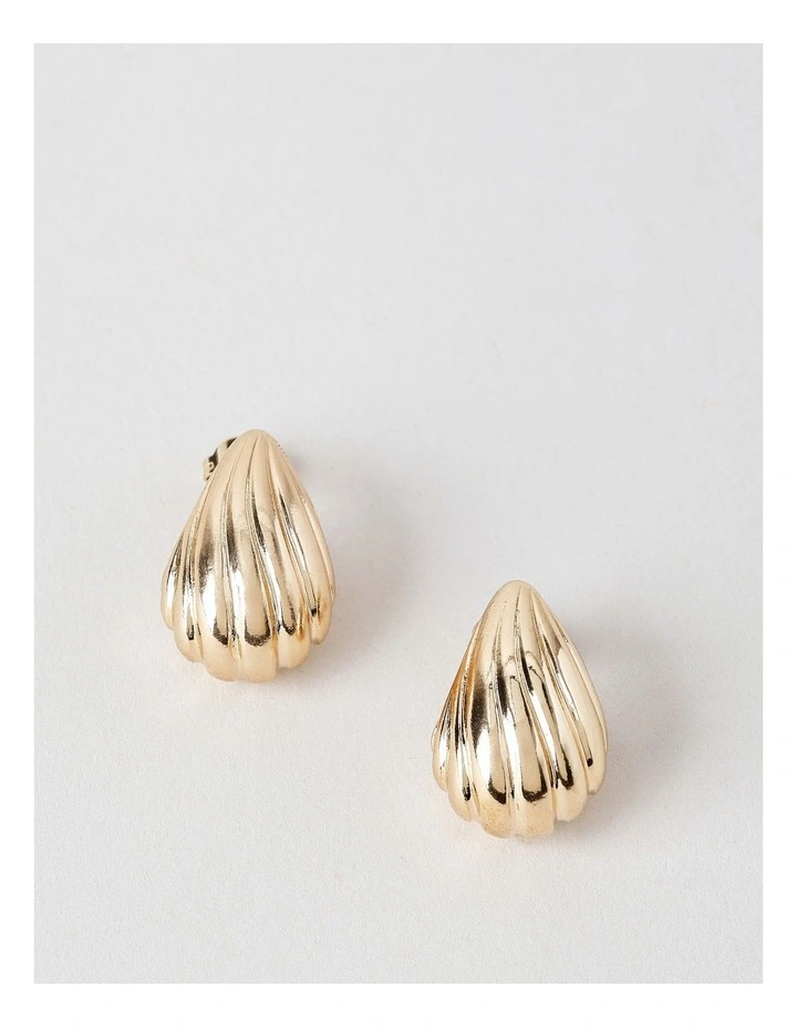 Small Etched Teardrop Earrings in Gold image 1