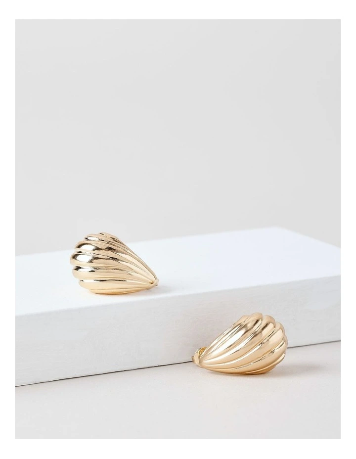 Small Etched Teardrop Earrings in Gold image 2