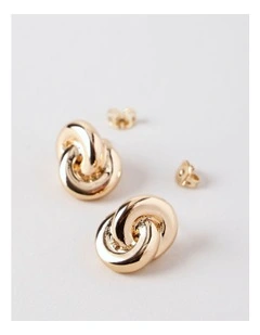 Interlocked Rings Earrings in Gold