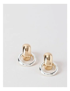 Two Tone Door Knocker Earrings in Mixed Metal