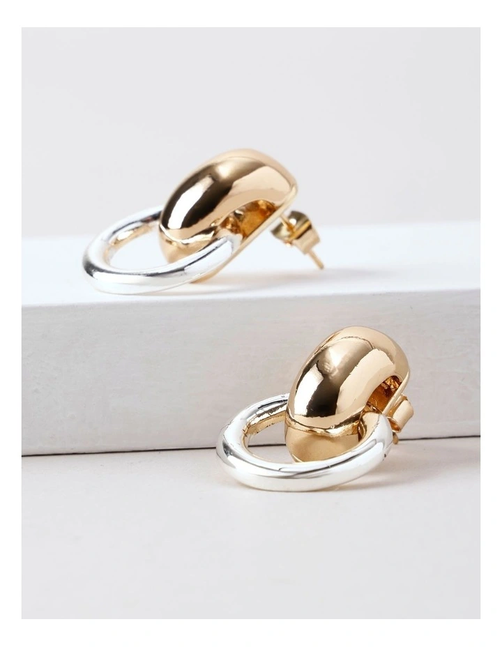 Two Tone Door Knocker Earrings in Mixed Metal image 3