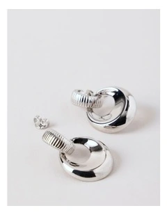 Textured Doorknocker Earrings in Silver