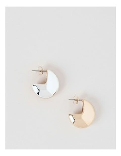 Two Tone Chunky Hoop Earrings in Mixed Metal