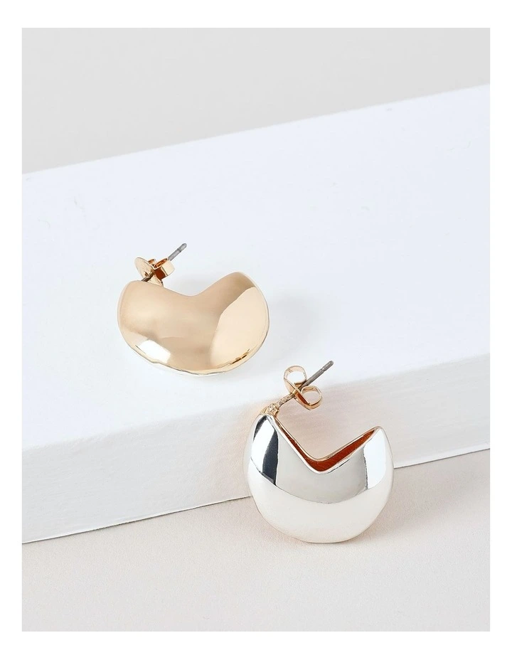 Two Tone Chunky Hoop Earrings in Mixed Metal image 3