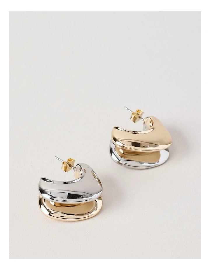 Curved Double Row Hoops in Mixed Metal image 1