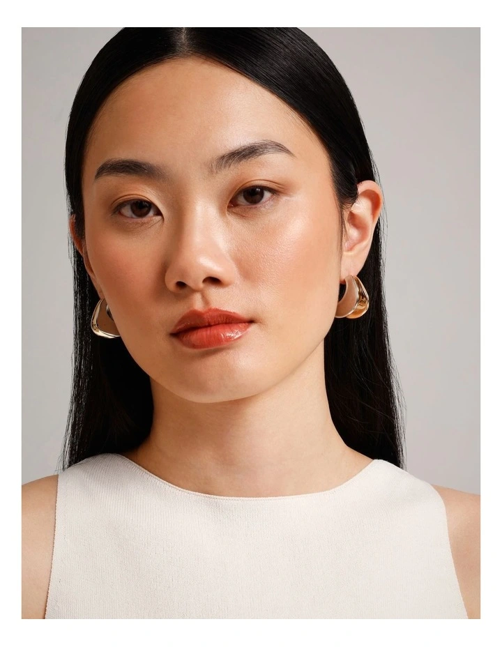 Curved Double Row Hoops in Mixed Metal image 2