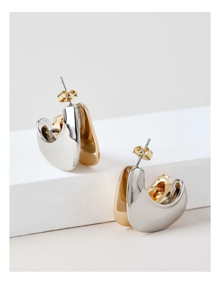 Curved Double Row Hoops in Mixed Metal image 2