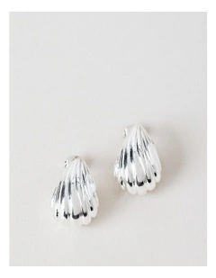 Small Etched Teardrop Earrings in Silver