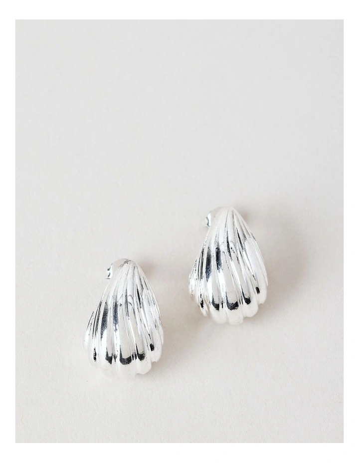 Small Etched Teardrop Earrings in Silver image 1
