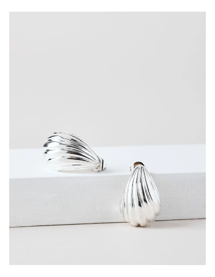 Small Etched Teardrop Earrings in Silver image 2