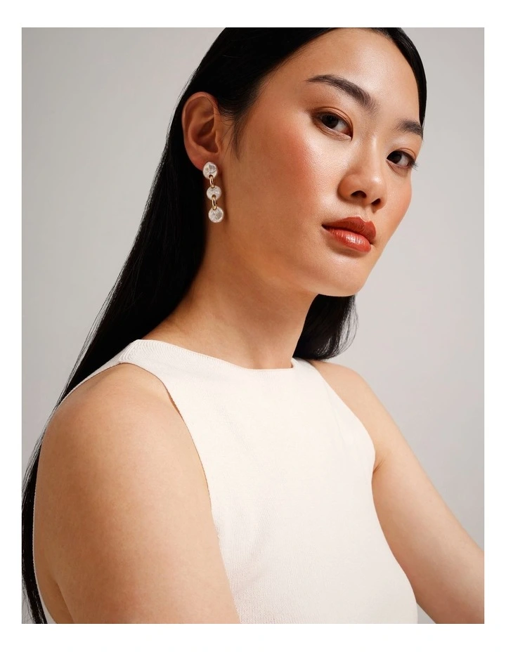 Pearl Link Drop Earrings in Gold image 2