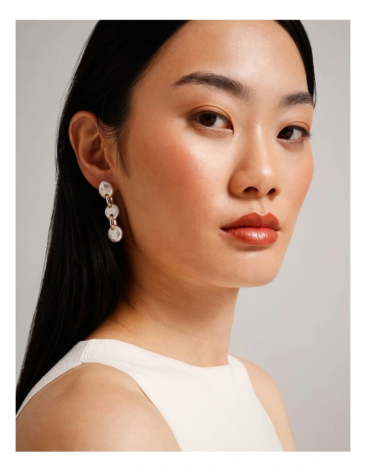 Pearl Link Drop Earrings in Gold image 4