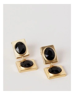 Gem Drop Earrings in Black