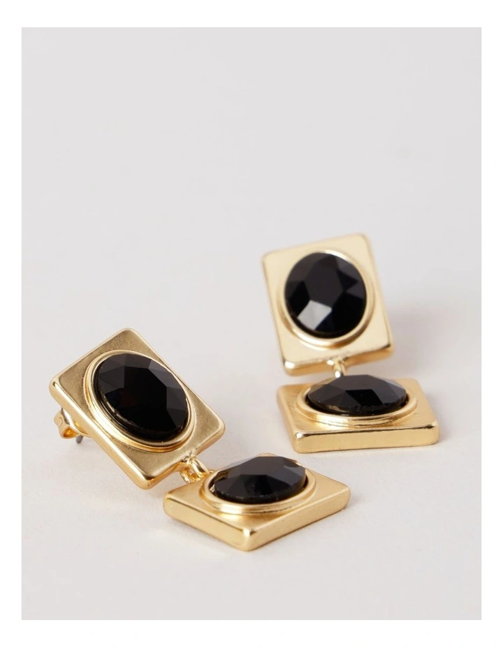 Gem Drop Earrings in Black image 3