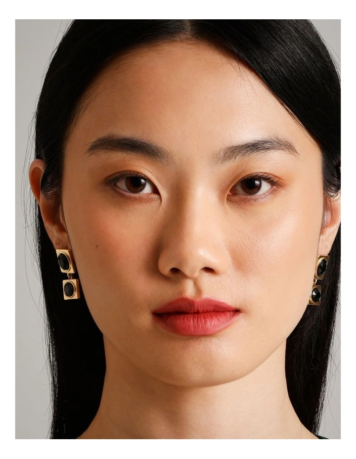 Gem Drop Earrings in Black image 4