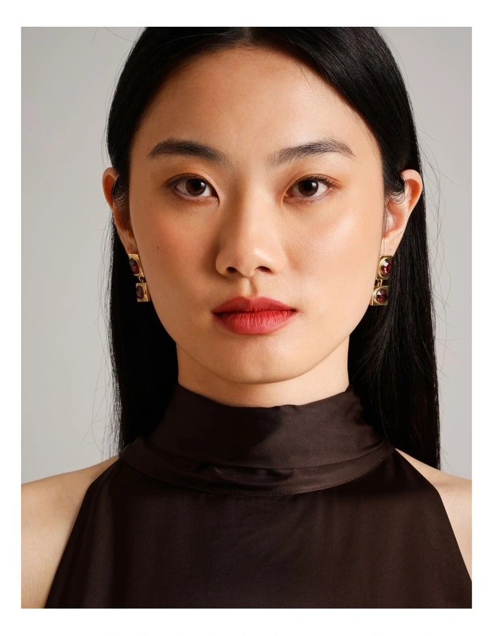 Gem Drop Earrings in Berry image 4