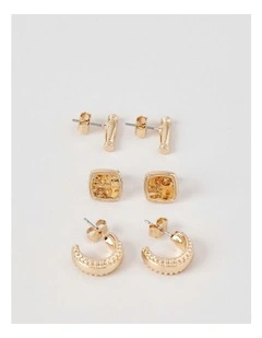 Mod 3PK Earrings in Gold
