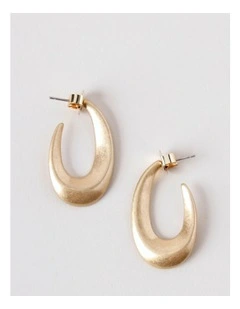 Curved Oval Hoop Earring in Gold