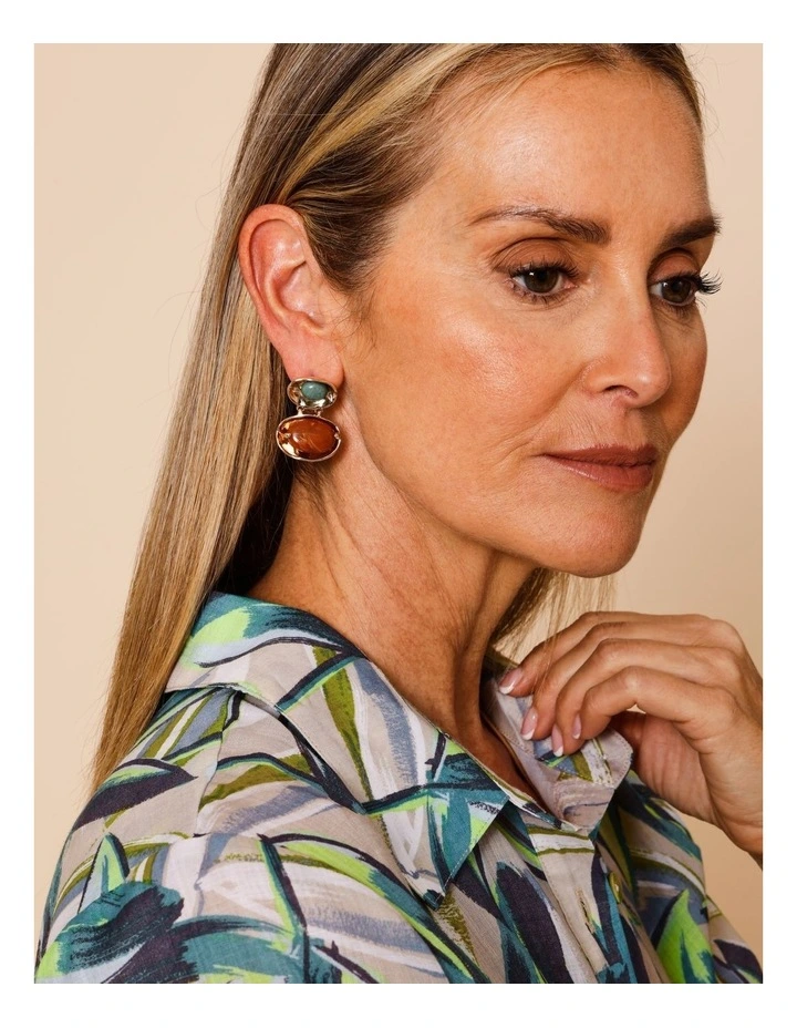 Stone Earring in Gold image 2