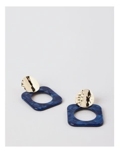 Square Cut Out Drop Earring in Gold