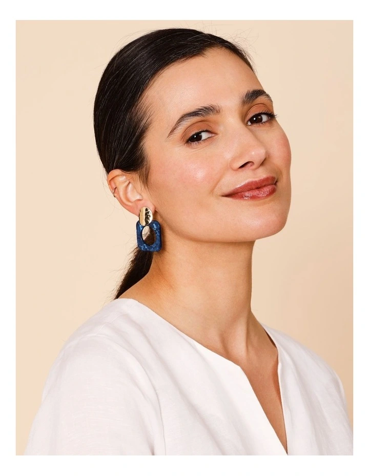 Square Cut Out Drop Earring in Gold image 2