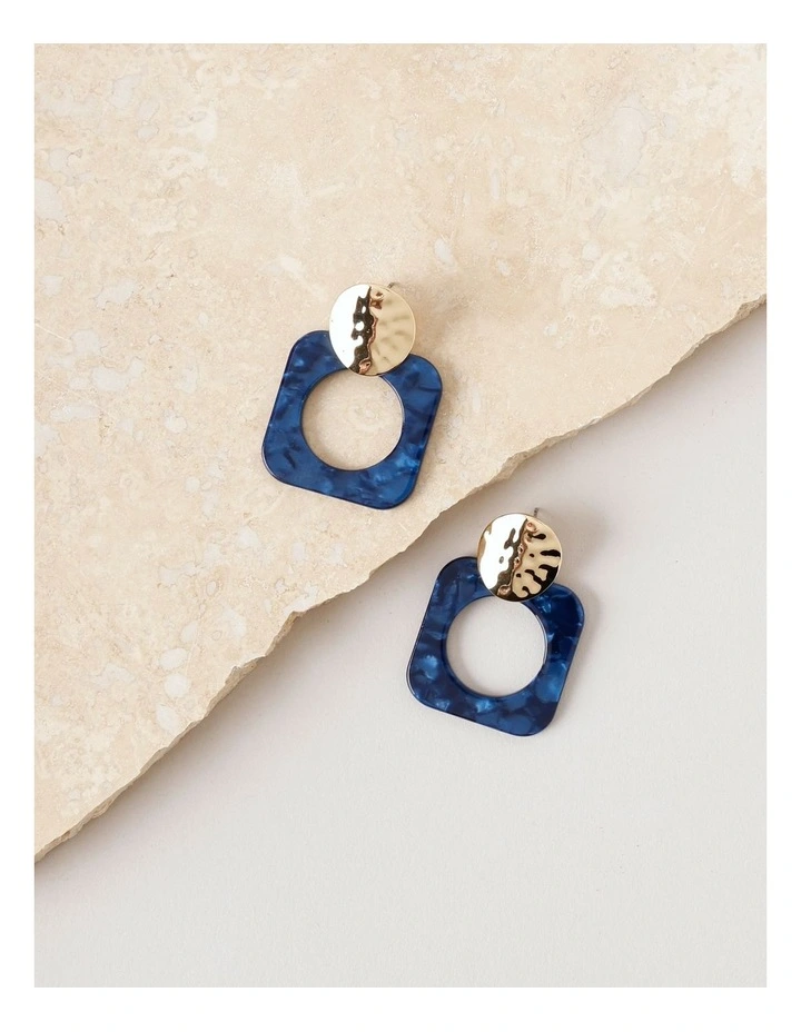 Square Cut Out Drop Earring in Gold image 3