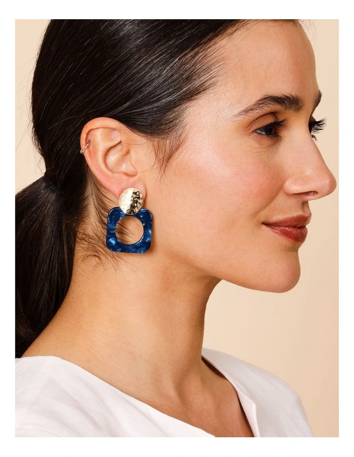 Square Cut Out Drop Earring in Gold image 4