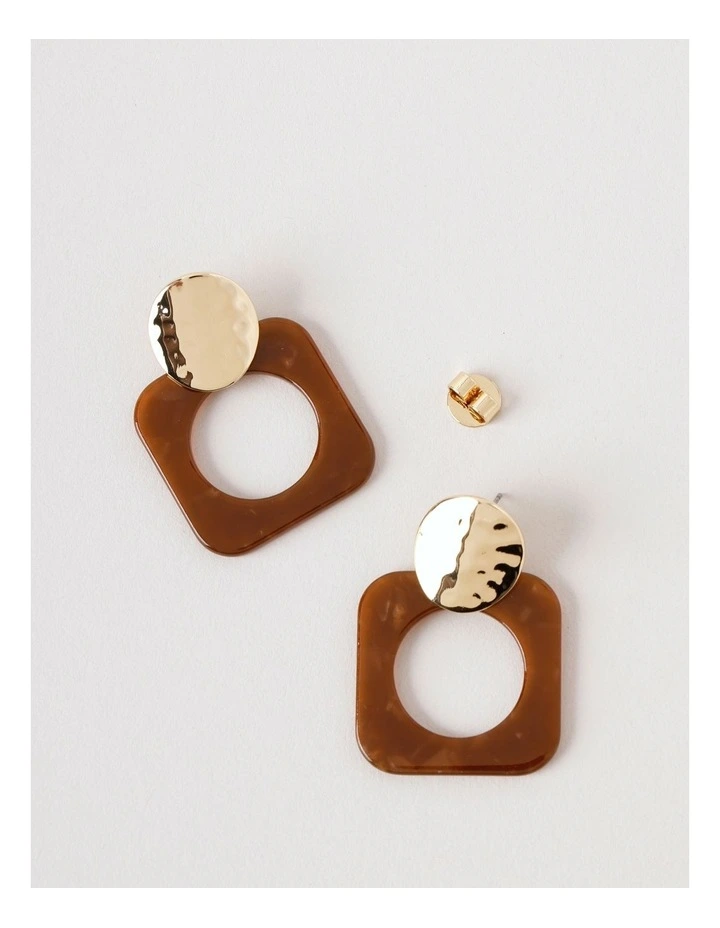 Square Cut Out Drop Earring in Gold image 3