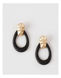 Door Knocker Drop Earring in Gold/Black
