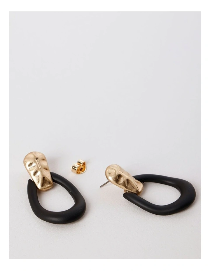Door Knocker Drop Earring in Gold/Black image 2