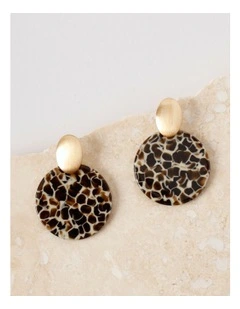 Leopard Print Doorknocker Earring in Gold