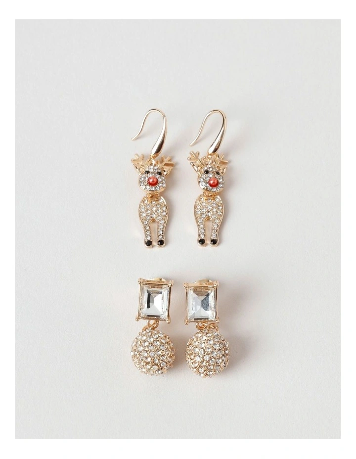 Reindeer 2PK Earrings in Multi image 1