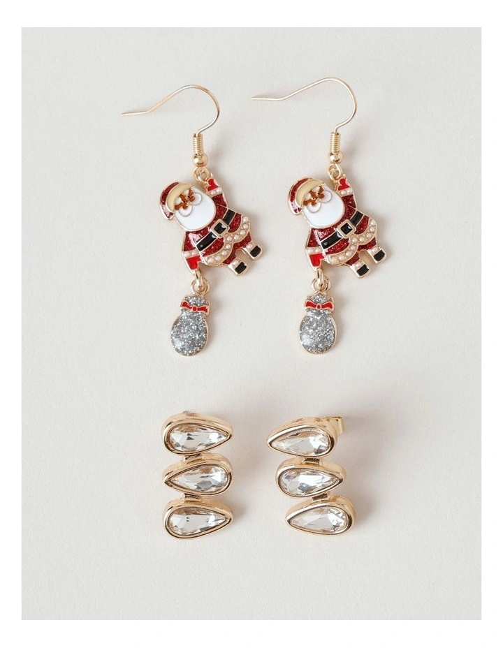 Swinging Santa 2PK Earrings in Multi image 1
