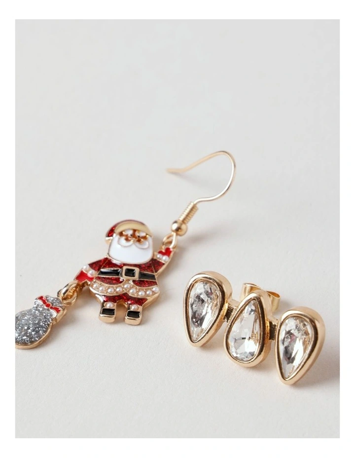 Swinging Santa 2PK Earrings in Multi image 3