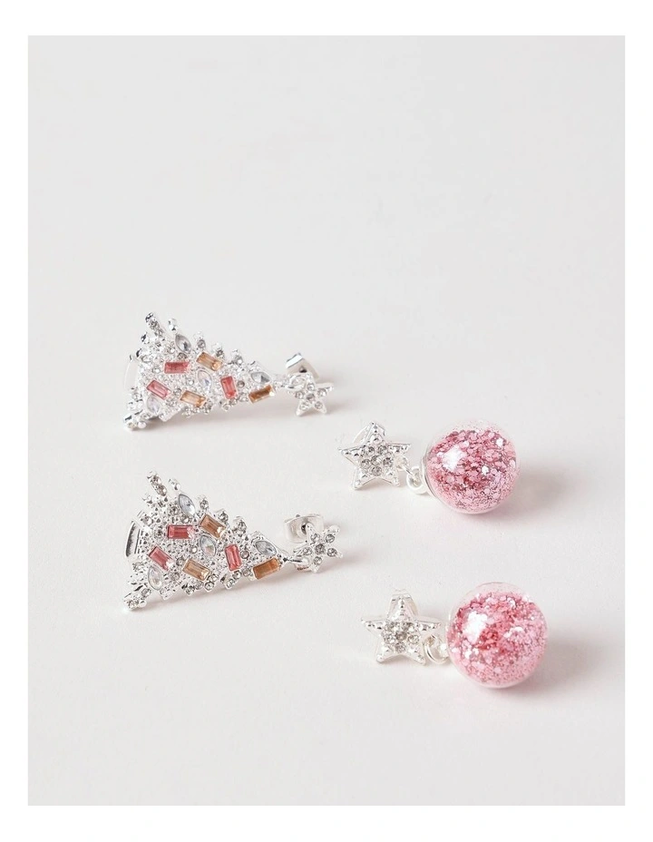 Tree 2PK Earrings in Silver image 2